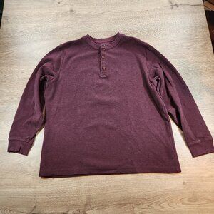 L.L. Bean Men’s XL Tall Henley Shirt Maroon Waffle Knit Traditional Fit 502869